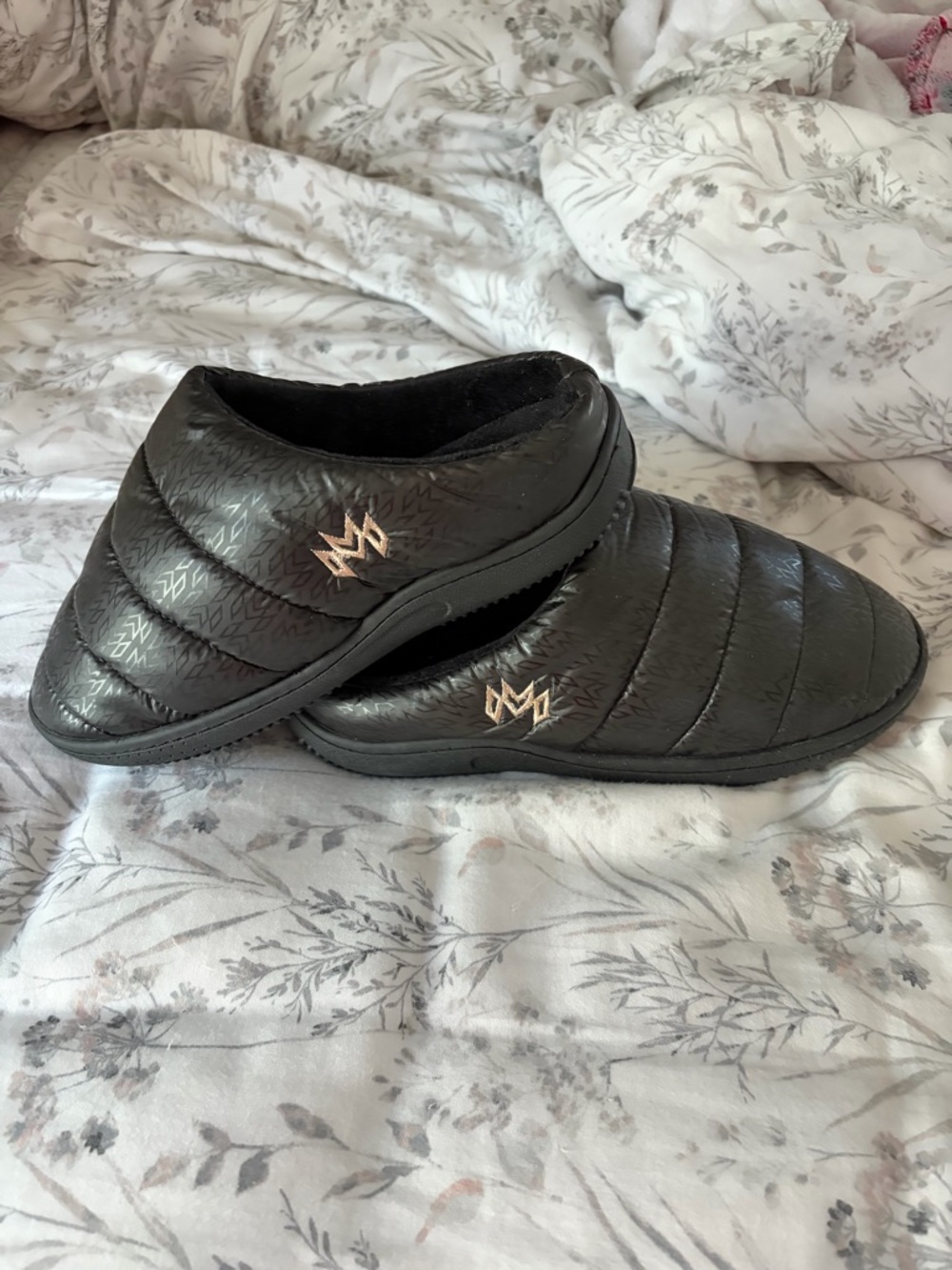 Black Quilted Slip-On Women’s Slippers